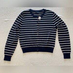 GAP Navy and White Striped Cardigan